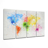 World Map 4 Pieces Mega Glass Wall Art (59"x36") | Insigne Art Design.